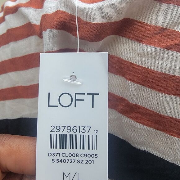 Loft striped open front long duster wmns sz M/L Short Slv Lightweight - Picture 3 of 5